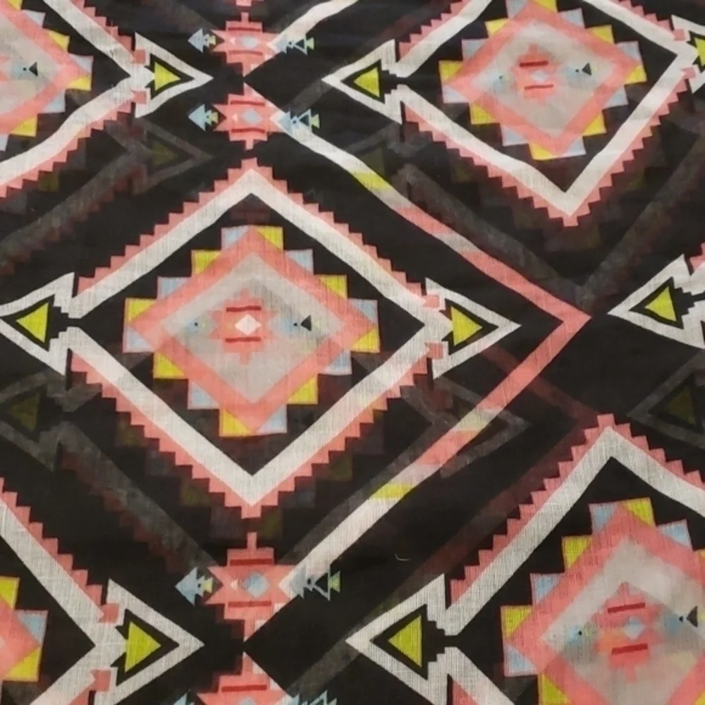 Aztec Scarf Long Black‎  Pink with Fringe Scarf